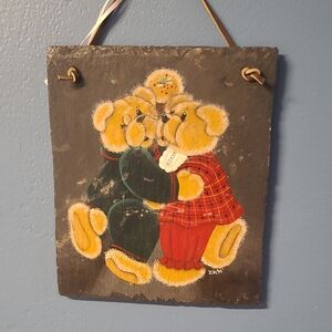 G12 :Hand-Painted Bear Slate Wall Art